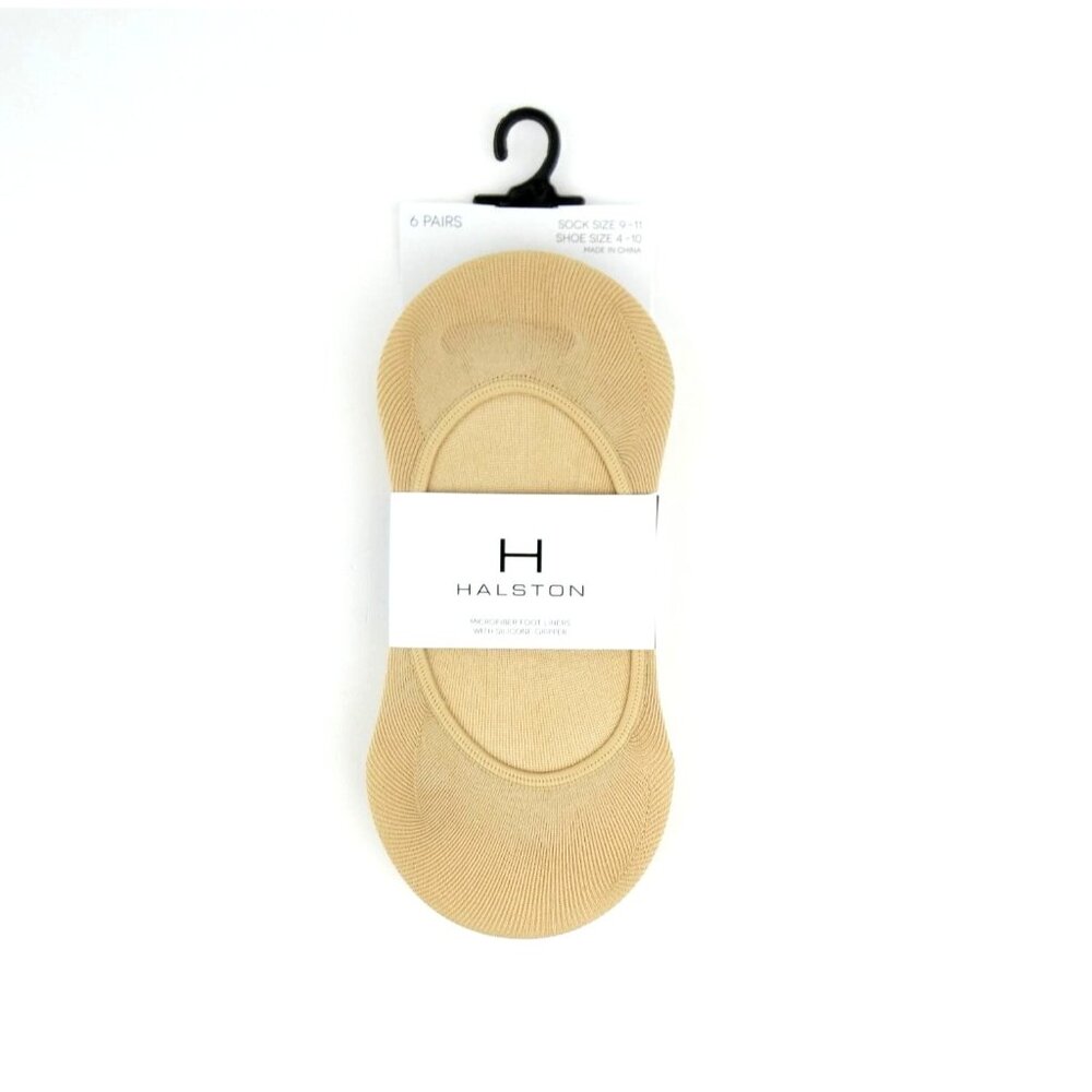 Halston Womens Microfiber Foot Liners With Silicone‎ Gripper 6 Pairs